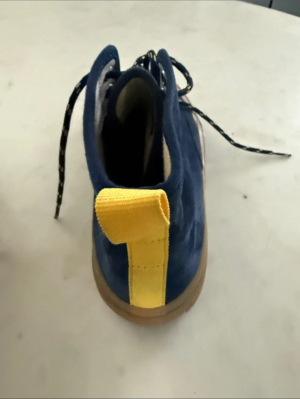 SeaVees Navy Suede Chukka Boots with Yellow Accents